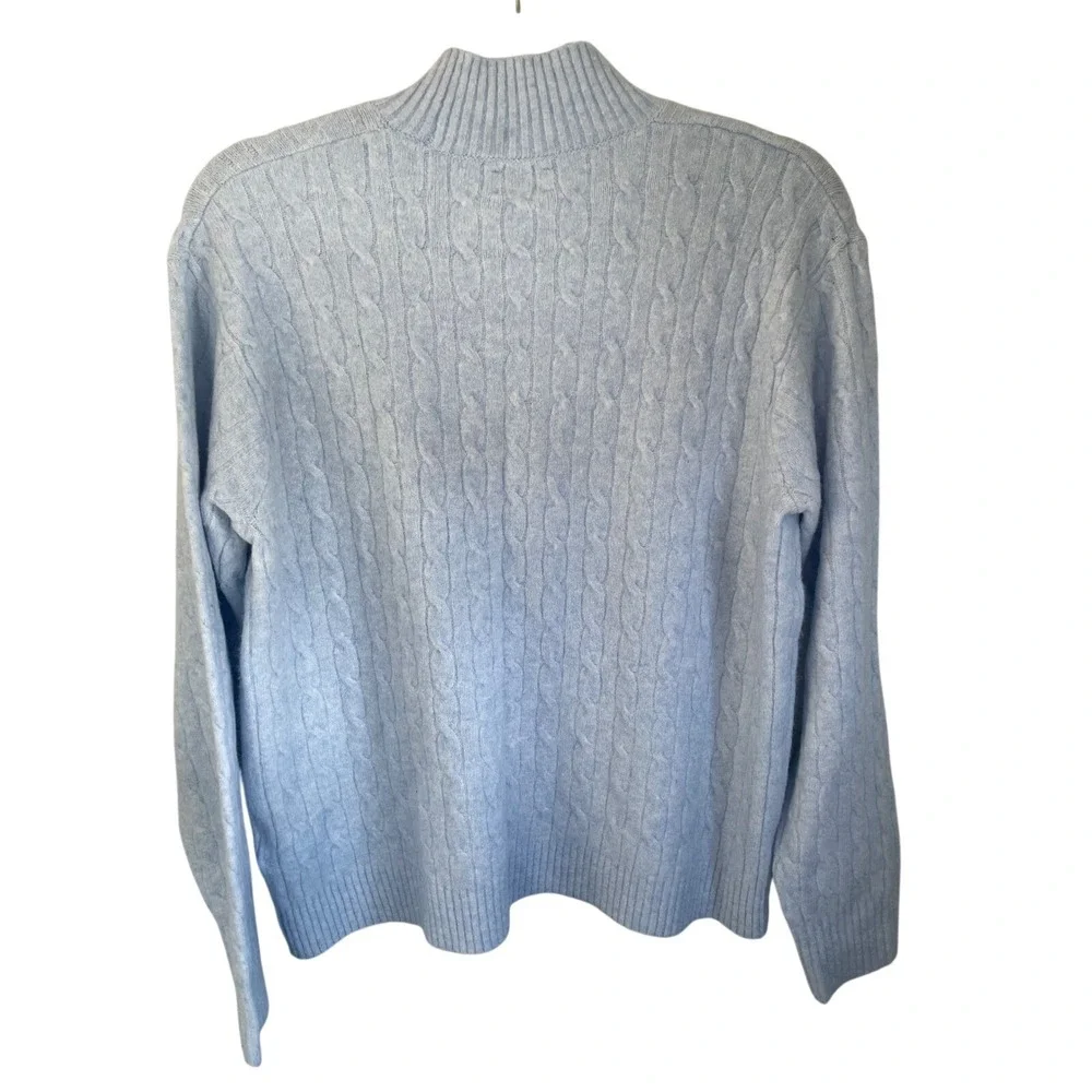 J.Crew‎ Extra-Soft Cable Knit Mock Neck Sweater Light Blue Womens Large